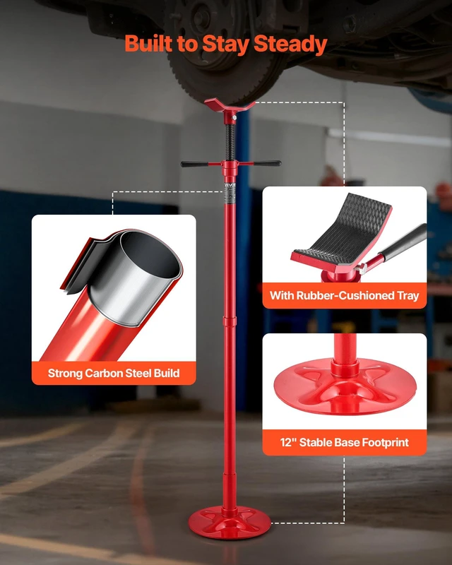 Alt view image 4 of 8 - VEVOR Underhoist Support Stand, 1/2 Ton (1102 lbs) Capacity Under Hoist Jack Stand, Lifting from 54.02" to 83.86", Bearing Mounted Spin Handle, Self-Locking Threaded Screw, Support Vehicle Components