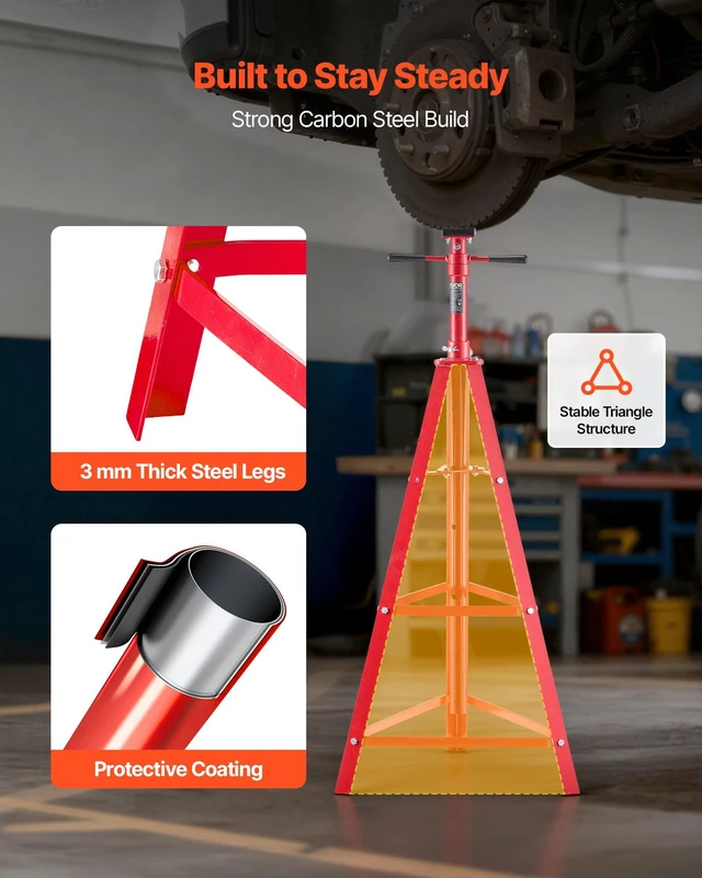 Alt view image 4 of 8 - VEVOR Under Hoist Tripod Stand, 2 Ton (4409 lbs) Capacity High Lift Jack Stand Reach Underhoist Support, Lifting from 47.24" to 84.65", 4-Level Adjustable Height, Heavy Duty Carbon Steel for Car Lift