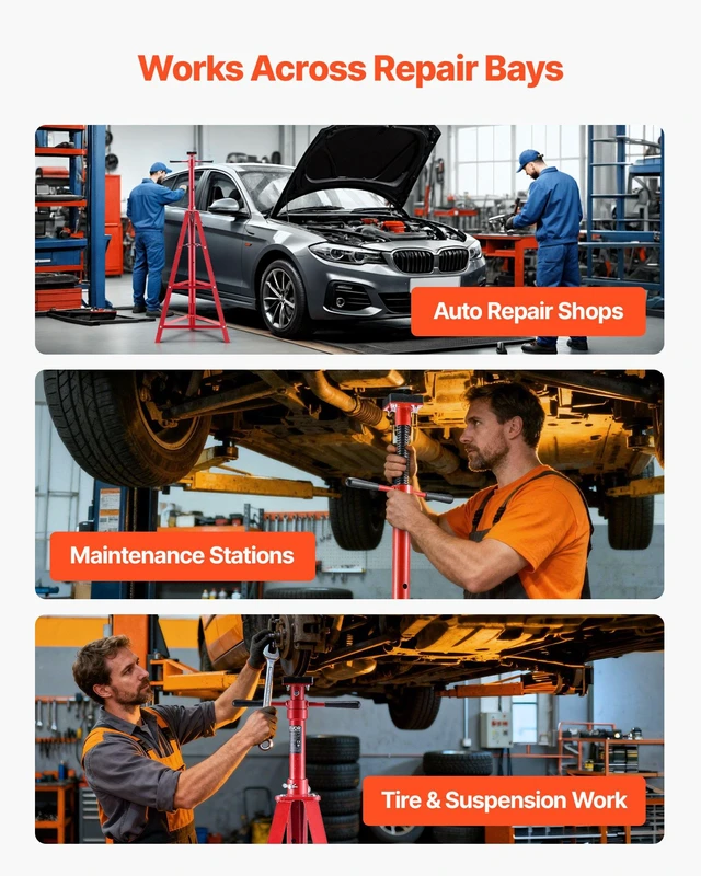 Alt view image 6 of 8 - VEVOR Under Hoist Tripod Stand, 2 Ton (4409 lbs) Capacity High Lift Jack Stand Reach Underhoist Support, Lifting from 47.24" to 84.65", 4-Level Adjustable Height, Heavy Duty Carbon Steel for Car Lift