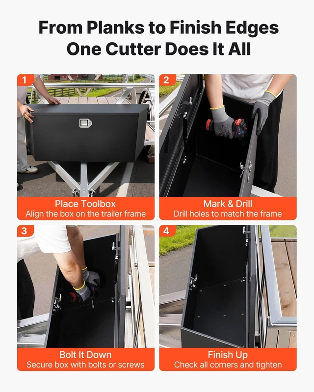 Alt view image 5 of 8 - VEVOR Trailer Tongue Box, 49" x 13.9" x 18.5" Steel Trailer Tongue Tool Box, Heavy Duty Storage Organizer with Lock and Keys, Utility Tool Chest for Pickup Truck Bed, RV, SUV, Off-Road Vehicle, Black