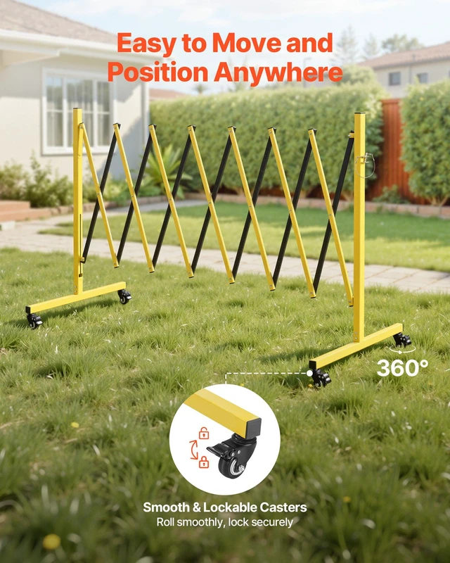 Alt view image 4 of 8 - VEVOR Industrial Expandable Barricade, 12FT Expandable Safety Barrier, Flaxible Mobile Barricade with Locking Casters, Portable Folding Security Gate Traffic Fence for Driveway Warehouse Elevator