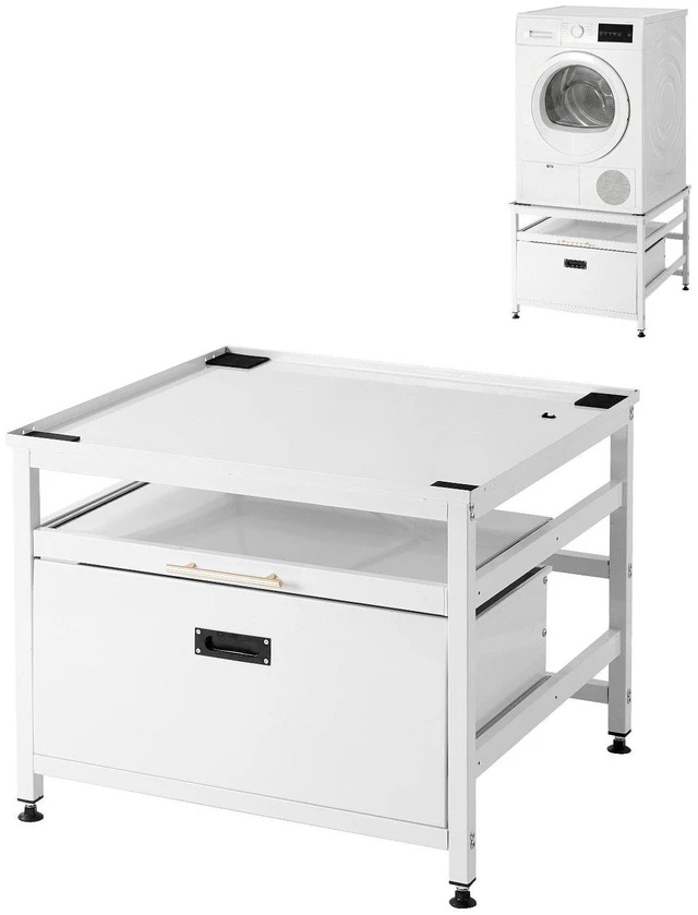 Main image of VEVOR Laundry Pedestal, 23 in Height, 29 x 29 in Washer and Dryer Pedestals with Pull-out Tray and Storage Space, 700 lbs Load Capacity, Non-Slip Feet Washing Machine Stand Universal Fit, White