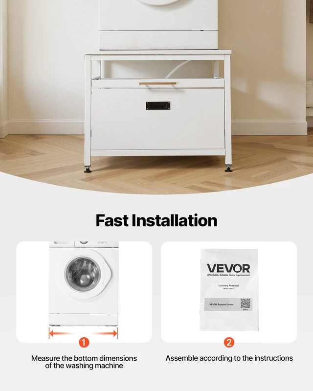 Alt view image 6 of 8 - VEVOR Laundry Pedestal, 23 in Height, 29 x 29 in Washer and Dryer Pedestals with Pull-out Tray and Storage Space, 700 lbs Load Capacity, Non-Slip Feet Washing Machine Stand Universal Fit, White