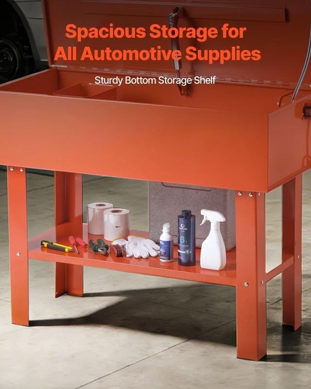 Alt view image 6 of 8 - VEVOR Parts Washer 40-Gallon, 17 Gallon Solvent Capacity, 1 Gallon per Minute Max Pump Output, Steel Cabinet Electric Pump Automotive Parts Washer Cleaner for Wheel Bearings, Gears, and Carburetors