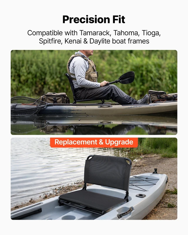 Alt view image 2 of 8 - VEVOR Kayak Seat, Folding Kayak Seat with Comfortable Back Support, Aluminum Alloy Frame & 600D Oxford Fabric, Easy Assembly for Paddling, Fishing and Recreational Kayaking
