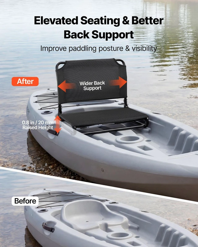 Alt view image 3 of 8 - VEVOR Kayak Seat, Folding Kayak Seat with Comfortable Back Support, Aluminum Alloy Frame & 600D Oxford Fabric, Easy Assembly for Paddling, Fishing and Recreational Kayaking