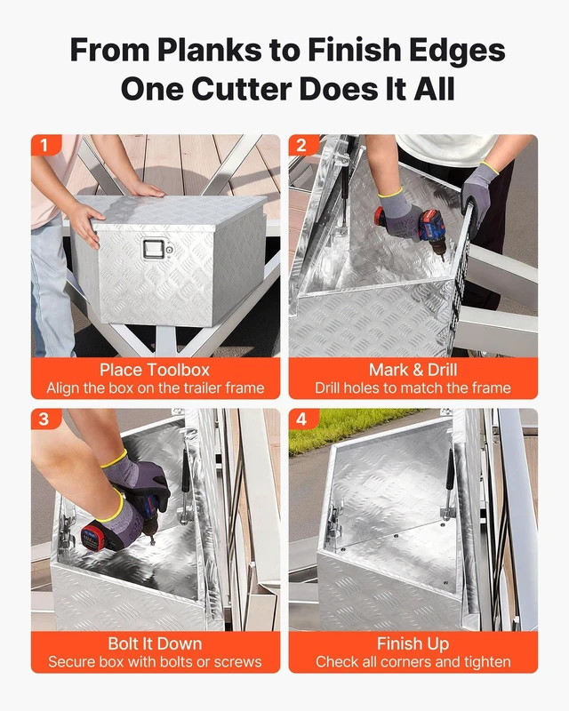 Alt view image 5 of 8 - VEVOR Trailer Tongue Box, 26" x 13" x 12" Aluminum Trailer Tongue Tool Box, Heavy Duty Storage Organizer with Lock and Keys, Utility Tool Chest for Pickup Truck Bed, RV, SUV, Off-Road Vehicle, Silver