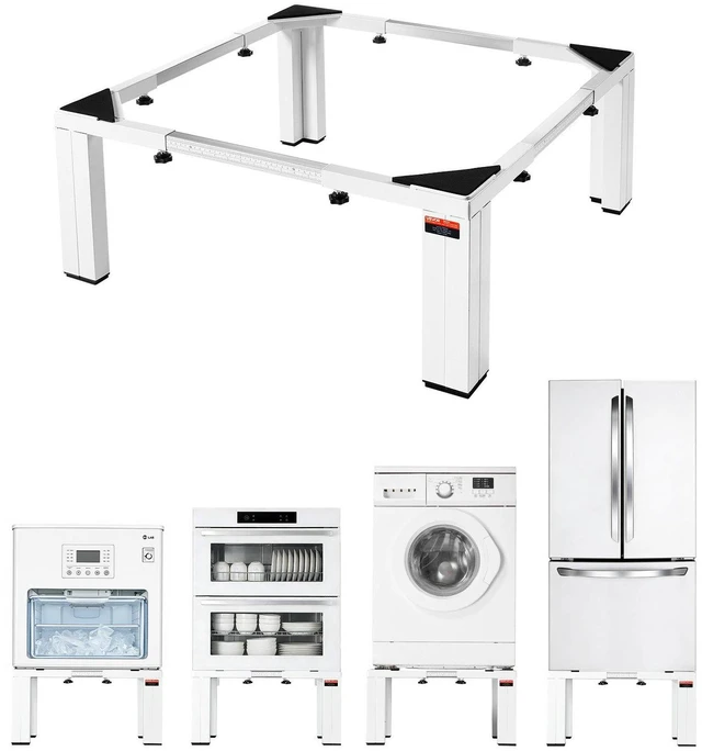 Main image of VEVOR Laundry Pedestal, 12 in Height, Washer and Dryer Pedestals with 1200 lbs Weight Load Capacity, 18.7-31 in Adjustable, Non-Slip Feet, Heavy-duty Steel Washing Machine Stand Universal Fit, White