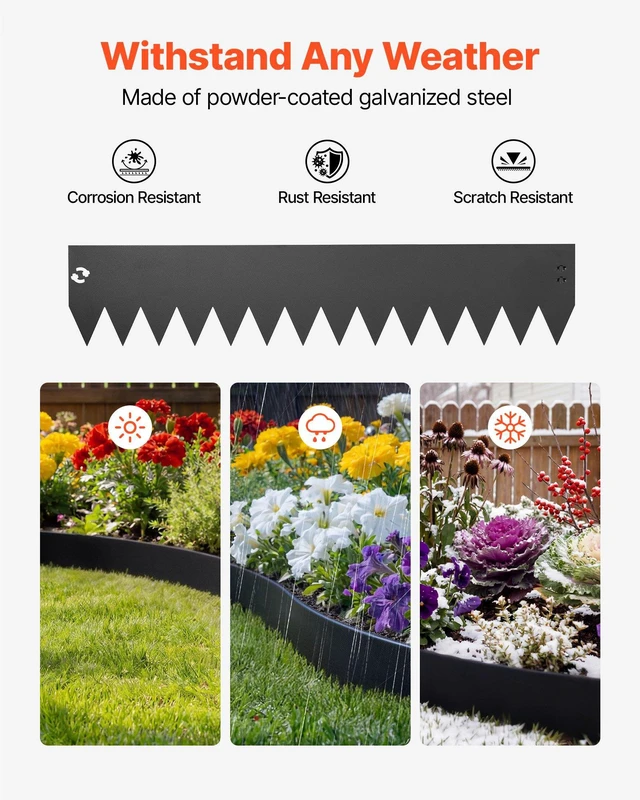 Alt view image 2 of 8 - VEVOR Galvanized Steel Landscape Edging, 6-Pack 40 x 8 Inch Metal Edging for Landscaping with 6 Mounting Clips, Bendable Metal Garden Edge Border for Flower Bed, Yard Pathway, Black