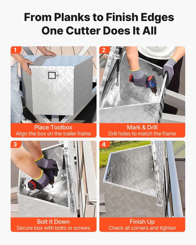 Alt view image 5 of 8 - VEVOR Trailer Tongue Box, 29" x 16.1" x 18" Aluminum Trailer Tongue Tool Box, Heavy Duty Storage Organizer with Lock & Keys, Utility Tool Chest for Pickup Truck Bed, RV, SUV, Off-Road Vehicle, Silver