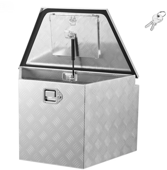 Main image of VEVOR Trailer Tongue Box, 33" x 19" x 18" Aluminum Trailer Tongue Tool Box, Heavy Duty Storage Organizer with Lock and Keys, Utility Tool Chest for Pickup Truck Bed, RV, SUV, Off-Road Vehicle, Silver