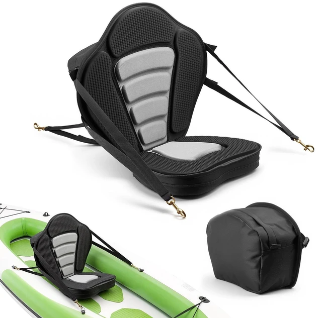 Main image of VEVOR Kayak Seat, 1 Pack 2.6" Thick, Universal Paddle Board Seat with Back Support, Sit-on-Top Soft Padded Cushion with Storage Bag & Adjustable Straps for SUP, Canoe, Fishing Boat, Inflatable Kayak