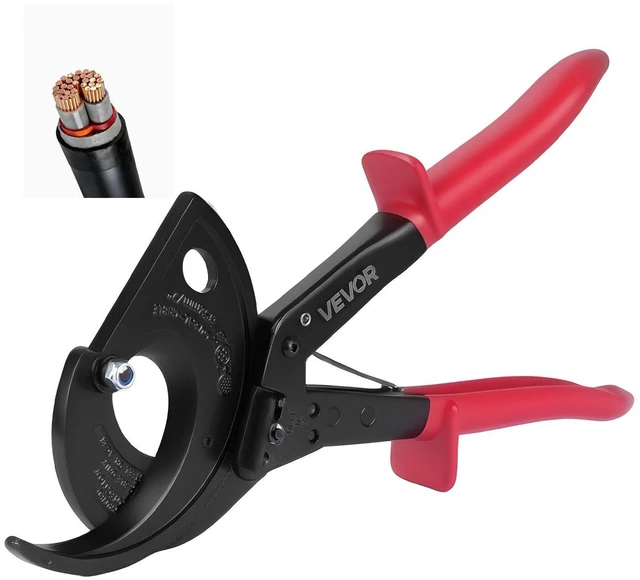 Main image of VEVOR Ratcheting Cable Cutter, Spring Steel Blades with Insulated Handles, Quick-Release Button, Heavy Duty Ratchet Cable Wire Cutter for Cutting Copper & Aluminum Cables Up to 800 MCM / 400 mm²