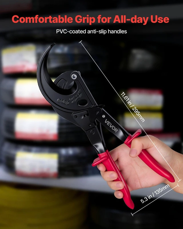 Alt view image 5 of 8 - VEVOR Ratcheting Cable Cutter, Spring Steel Blades with Insulated Handles, Quick-Release Button, Heavy Duty Ratchet Cable Wire Cutter for Cutting Copper & Aluminum Cables Up to 800 MCM / 400 mm²