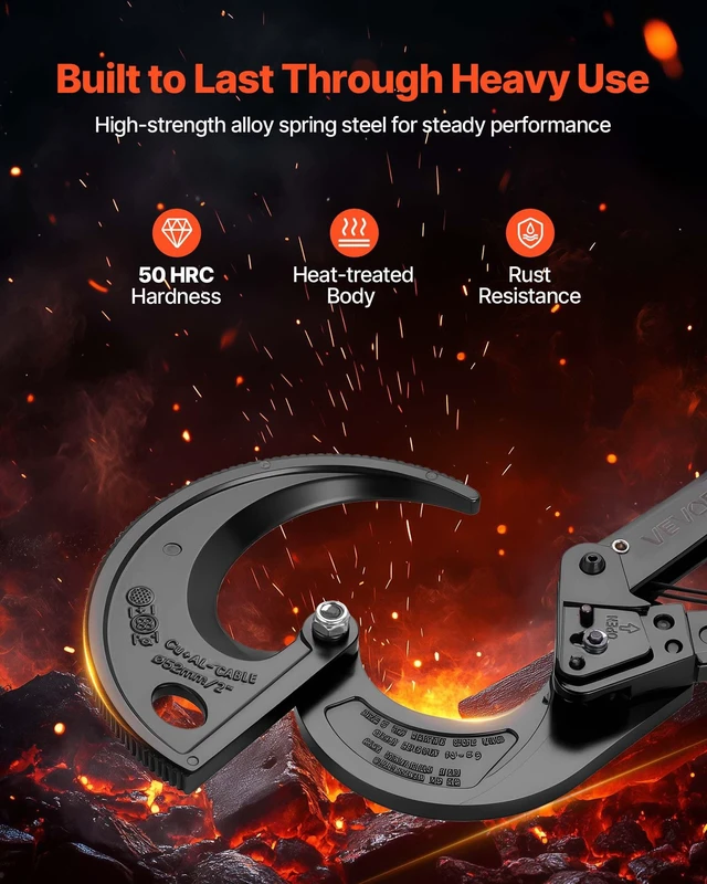 Alt view image 3 of 8 - VEVOR Ratcheting Cable Cutter, Spring Steel Blades with Insulated Handles, Quick-Release Button, Heavy Duty Ratchet Cable Wire Cutter for Cutting Copper & Aluminum Cables Up to 800 MCM / 400 mm²