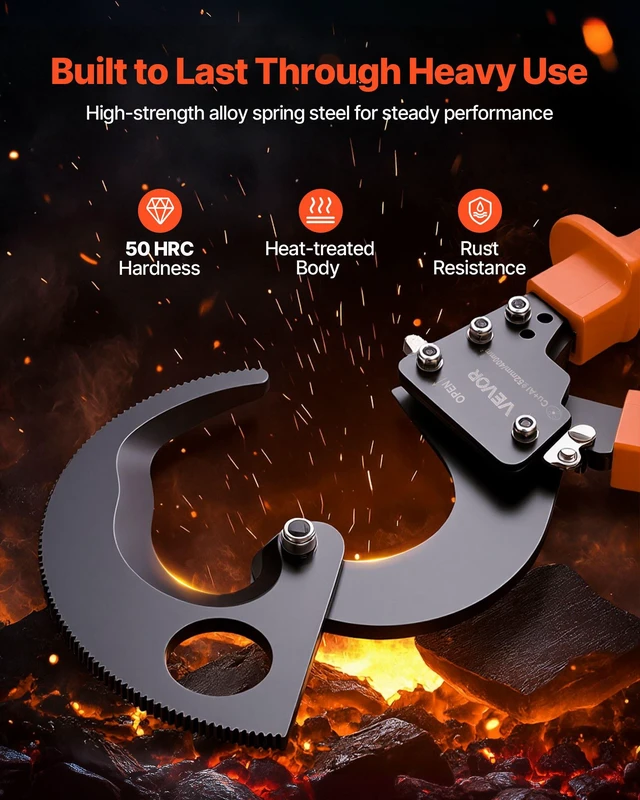 Alt view image 3 of 8 - VEVOR Ratcheting Cable Cutter, Spring Steel Blades with PVC-Coated Handles, Quick-Release Button, Heavy Duty Ratchet Cable Wire Cutter for Cutting Copper & Aluminum Cables Up to 800 MCM / 400 mm²