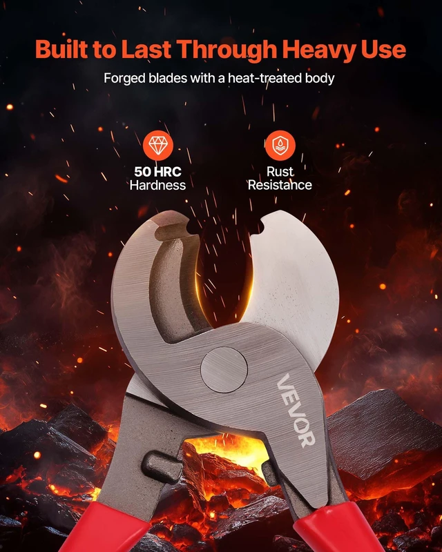 Alt view image 3 of 8 - VEVOR High Leverage Cable Cutter, 9-1/4 in Compact, Forged Blades and PVC-Coated Handles, Heavy Duty Cable Cutting Pliers Tool for 4/0 AWG Aluminum, 2/0 AWG Soft Copper and 100-Pair 24AWG Comm Cables