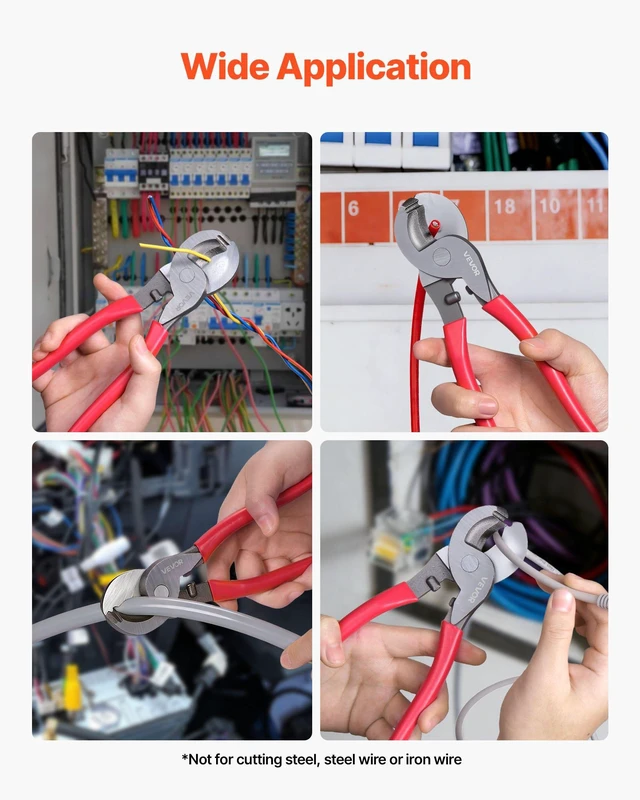 Alt view image 6 of 8 - VEVOR High Leverage Cable Cutter, 9-1/4 in Compact, Forged Blades and PVC-Coated Handles, Heavy Duty Cable Cutting Pliers Tool for 4/0 AWG Aluminum, 2/0 AWG Soft Copper and 100-Pair 24AWG Comm Cables