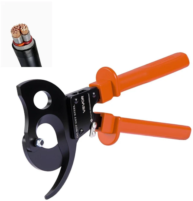 Main image of VEVOR Ratcheting Cable Cutter, Spring Steel Blades with PVC-Coated Handles, Quick-Release Button, Heavy Duty Ratchet Cable Wire Cutter for Cutting Copper & Aluminum Cables Up to 1000 MCM / 500 mm²