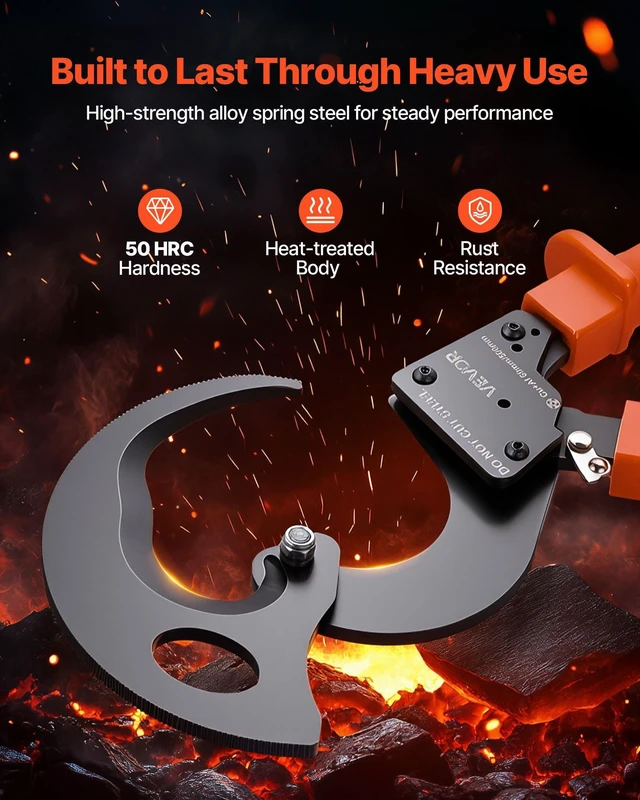 Alt view image 3 of 8 - VEVOR Ratcheting Cable Cutter, Spring Steel Blades with PVC-Coated Handles, Quick-Release Button, Heavy Duty Ratchet Cable Wire Cutter for Cutting Copper & Aluminum Cables Up to 1000 MCM / 500 mm²