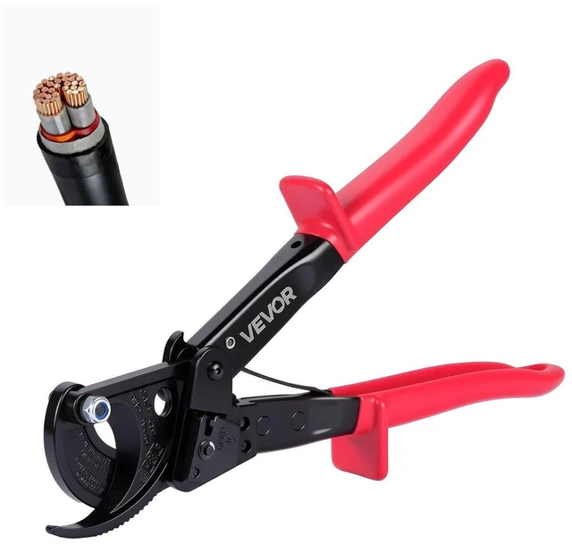 Main image of VEVOR Ratcheting Cable Cutter, Spring Steel Blades with PVC-Coated Handles, Quick-Release Button, Heavy Duty Ratchet Cable Wire Cutter for Cutting Copper & Aluminum Cables Up to 474 MCM / 240 mm²