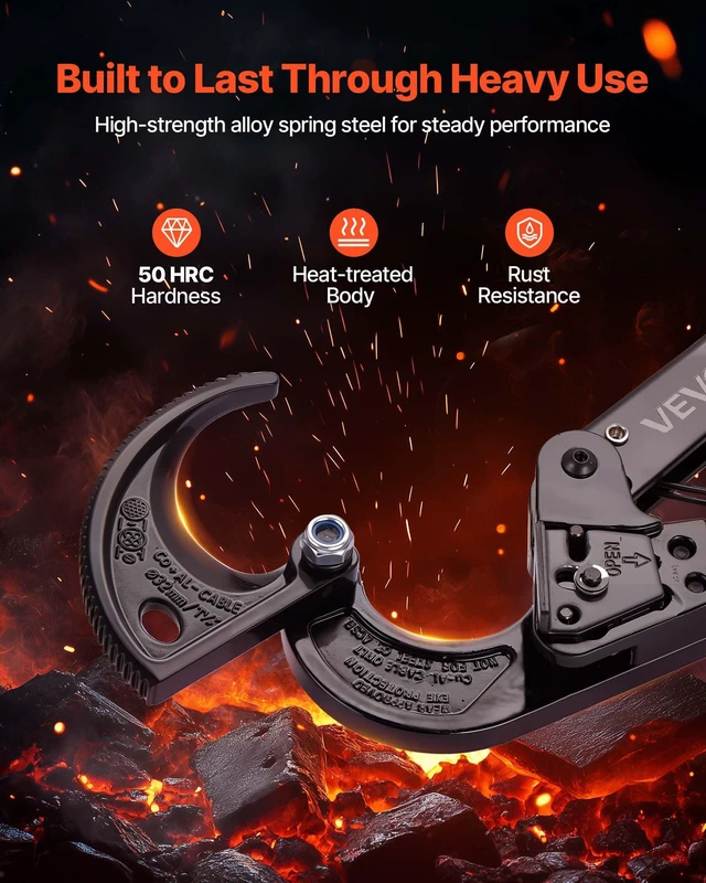 Alt view image 3 of 8 - VEVOR Ratcheting Cable Cutter, Spring Steel Blades with PVC-Coated Handles, Quick-Release Button, Heavy Duty Ratchet Cable Wire Cutter for Cutting Copper & Aluminum Cables Up to 474 MCM / 240 mm²