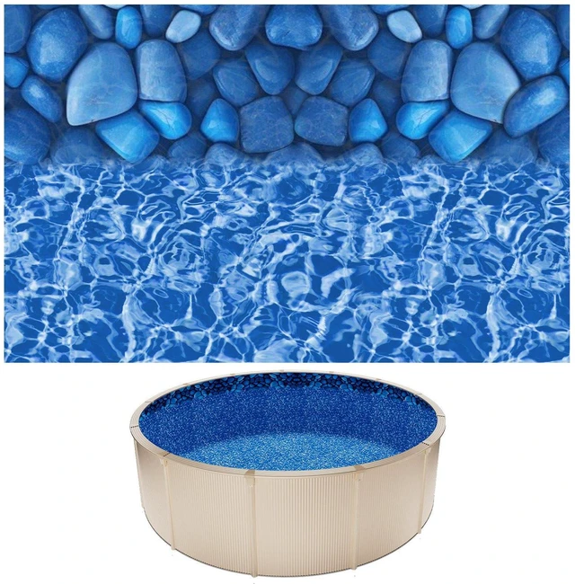 Main image of VEVOR 15ft Pool Liner, Round Overlap Swimming Pool Liner for 54 in Wall Height, Premium Vinyl, Easy Install with Leak-Proof Patches, Designed for Steel Sided Above-Ground,Outdoor, Boulder Swirl
