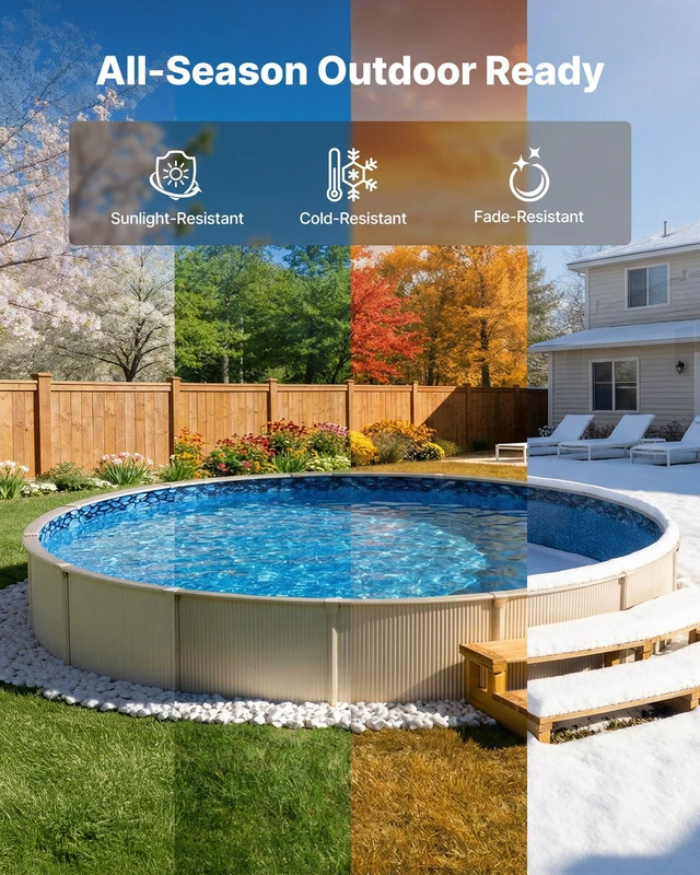 Alt view image 4 of 8 - VEVOR 15ft Pool Liner, Round Overlap Swimming Pool Liner for 54 in Wall Height, Premium Vinyl, Easy Install with Leak-Proof Patches, Designed for Steel Sided Above-Ground,Outdoor, Boulder Swirl