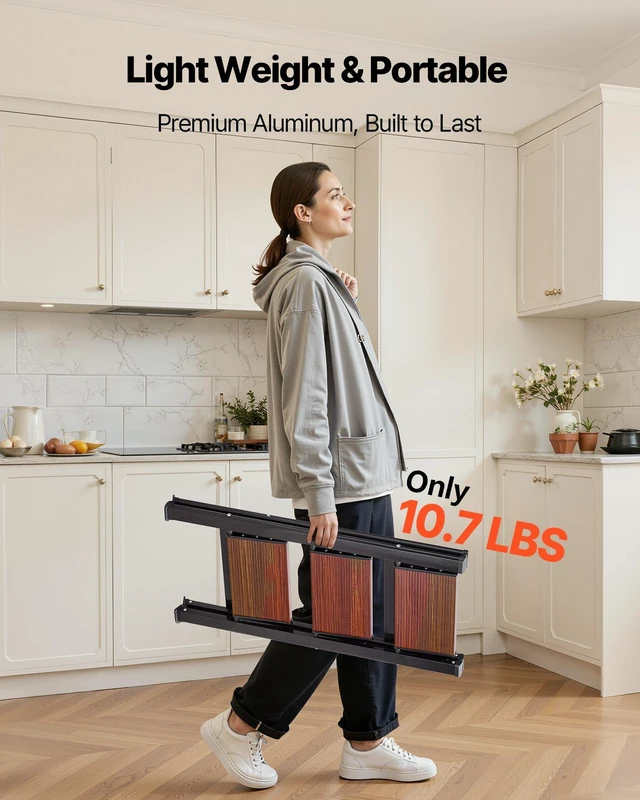 Alt view image 6 of 8 - VEVOR 3 Step Ladder, Folding Step Stool with Wide Anti-Slip Pedal and Comfort Handgrip, Lightweight 330 lbs Capacity Portable Aluminum Plant Support, Multi-Use for Adults, Home Repairing, Cleaning