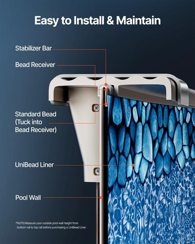 Alt view image 6 of 8 - VEVOR 24ft Pool Liner, Round UniBead Swimming Pool Liner for 52 in Wall Height, Premium Vinyl, Easy Install with Leak-Proof Patches, Designed for Steel Sided Above-Ground,Outdoor, Boulder Swirl