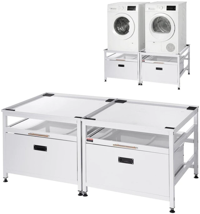 Main image of VEVOR Laundry Pedestal, 22.6 in Height, 29 x 29 in Washer and Dryer Pedestals with Pull-out Tray and Storage Space, 800 lbs Load Capacity, Non-Slip Feet Washing Machine Stand Universal, White, 2 Pack