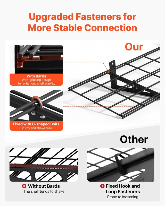 Alt view image 4 of 8 - VEVOR 2-Tier Heavy Duty Wall Garage Shelving, 4 Pack 1 x 3 ft Steel Wall Mounted Shelving Unit, 12 x 72 Inch Per Shelf Floating Storage Metal Rack for Garage with 600 lbs Total Weight Capacity, Black