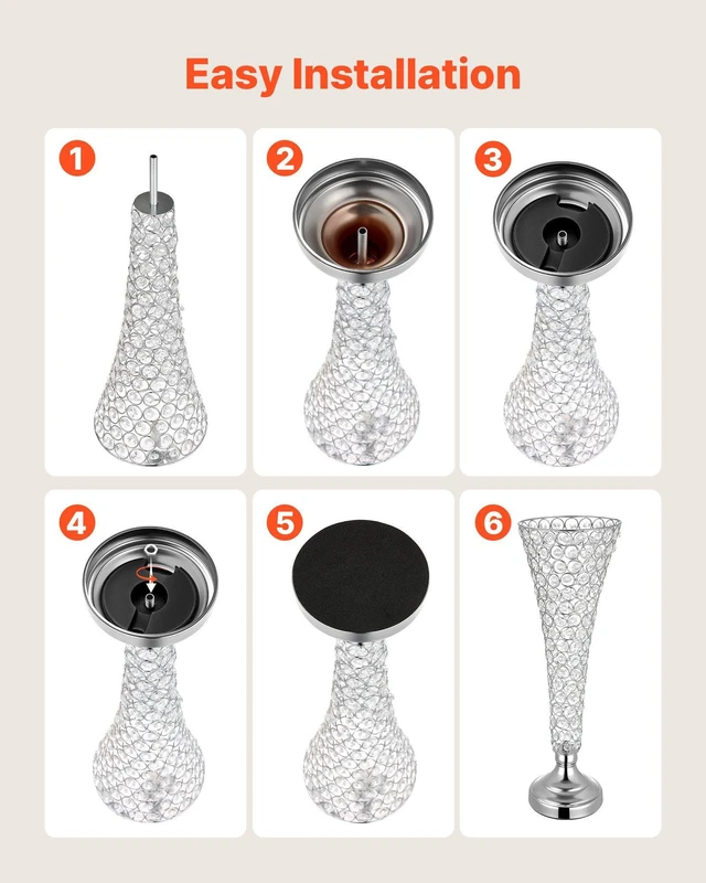 Alt view image 6 of 8 - VEVOR 4 PCS Crystal Wedding Flower Vase, 20 in Tall Flower Table Centerpieces, Crystal Cylinder Banquet Vases Easy Installation, Versatile Arrangement Stand for Party Events Room Home Decor, Silver