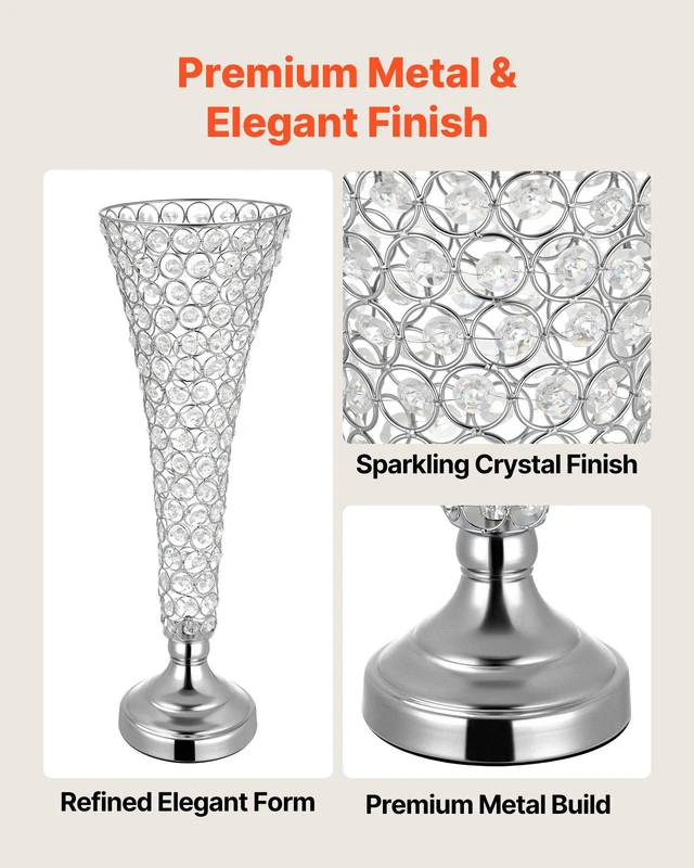 Alt view image 4 of 8 - VEVOR 4 PCS Crystal Wedding Flower Vase, 20 in Tall Flower Table Centerpieces, Crystal Cylinder Banquet Vases Easy Installation, Versatile Arrangement Stand for Party Events Room Home Decor, Silver