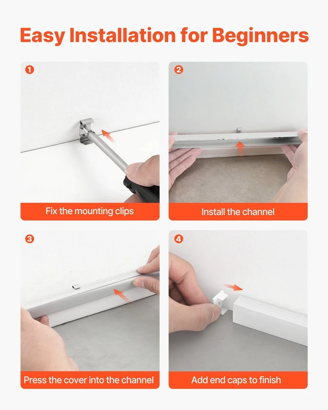 Alt view image 5 of 8 - VEVOR 10-Pack 6.6 ft/2M Plus-Size U Shape LED Aluminum Channel, with Milky Cover, End Caps and Mounting Clips, Aluminum Profile for LED Strip Light, Easy Installation, for Under Cabinet Ceiling Coves