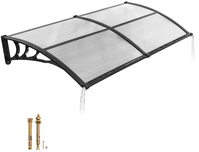 Main image of VEVOR Awnings for Door Entrance, 38 x 78 in, Exterior Front Door Window Awnings with Drainage & ABS Bracket, Rain Snow Sun Protection, Overhang Polycarbonate Door Canopy for Porch Patio, Clear