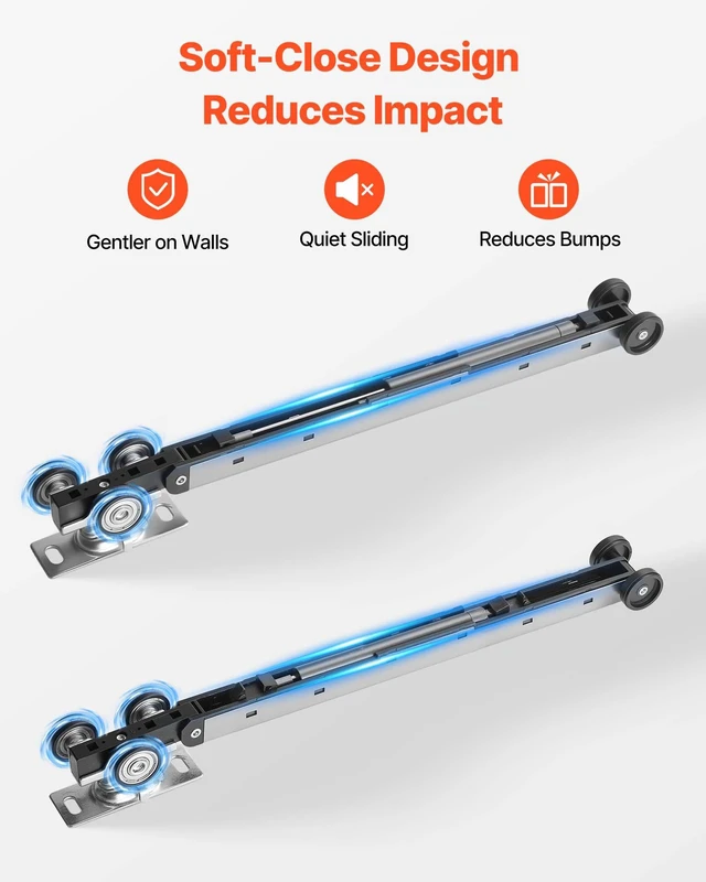 Alt view image 3 of 8 - VEVOR Sliding Pocket Door Hardware Track Kit, 44.69" Pocket Door Track Kit with Soft Close Mechanism for Smooth and Quiet Sliding, Easy to Install, for 1" to 1 3/4" Thickness 24" Width Single Door