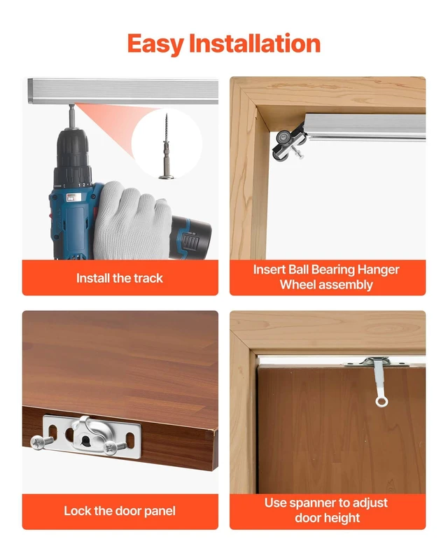 Alt view image 6 of 8 - VEVOR Sliding Pocket Door Hardware Track Kit, 44.69" Pocket Door Track Kit with Soft Close Mechanism for Smooth and Quiet Sliding, Easy to Install, for 1" to 1 3/4" Thickness 24" Width Single Door