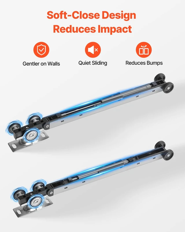 Alt view image 3 of 8 - VEVOR Sliding Pocket Door Hardware Track Kit, 56.73" Pocket Door Track Kit with Soft Close Mechanism for Smooth and Quiet Sliding, Easy to Install, for 1" to 1 3/4" Thickness 30" Width Single Door