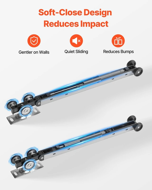 Alt view image 3 of 8 - VEVOR Sliding Pocket Door Hardware Track Kit, 68.74" Pocket Door Track Kit with Soft Close Mechanism for Smooth and Quiet Sliding, Easy to Install, for 1" to 1 3/4" Thickness 36" Width Single Door