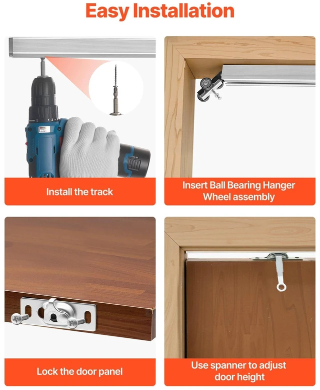 Alt view image 6 of 8 - VEVOR Sliding Pocket Door Hardware Track Kit, 68.74" Pocket Door Track Kit with Soft Close Mechanism for Smooth and Quiet Sliding, Easy to Install, for 1" to 1 3/4" Thickness 36" Width Single Door