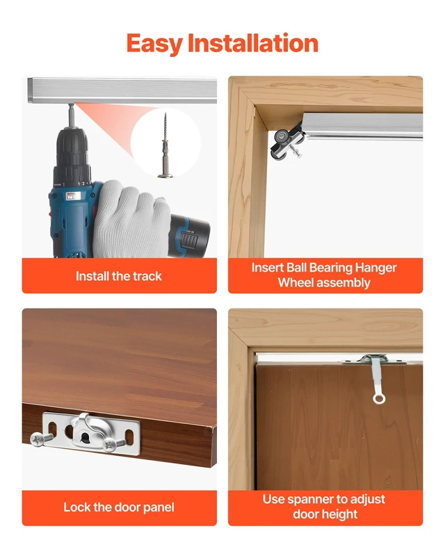 Alt view image 6 of 8 - VEVOR Sliding Pocket Door Hardware Track Kit, 56.73" Pocket Door Track Kit with Soft Close Mechanism for Smooth and Quiet Sliding, Easy to Install, for 1" to 1 3/4" Thickness 30" Width Single Door
