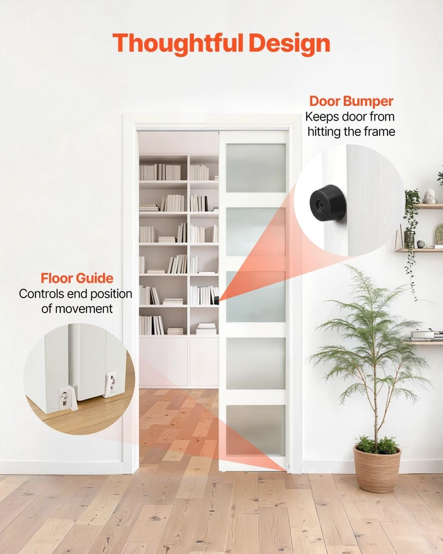 Alt view image 5 of 8 - VEVOR Sliding Pocket Door Hardware Track Kit, 68.74" Pocket Door Track Kit with Soft Close Mechanism for Smooth and Quiet Sliding, Easy to Install, for 1" to 1 3/4" Thickness 36" Width Single Door