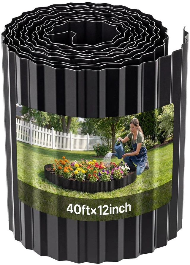 Main image of VEVOR Galvanized Steel Landscape Edging, 40 ft x 12 in Metal Edging for Landscaping with Gloves, Easy-to-Install Bendable Metal Strips, Heavy Duty Metal Garden Edge Border for Flower Bed, Yard Pathway