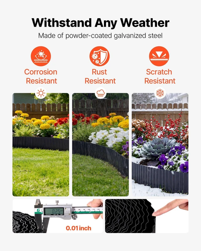 Alt view image 2 of 8 - VEVOR Galvanized Steel Landscape Edging, 40 ft x 12 in Metal Edging for Landscaping with Gloves, Easy-to-Install Bendable Metal Strips, Heavy Duty Metal Garden Edge Border for Flower Bed, Yard Pathway