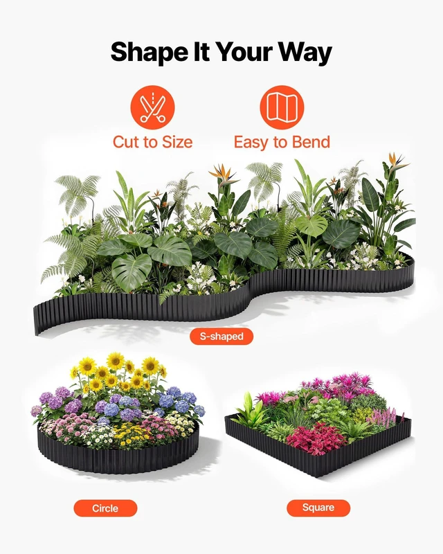 Alt view image 4 of 8 - VEVOR Galvanized Steel Landscape Edging, 40 ft x 12 in Metal Edging for Landscaping with Gloves, Easy-to-Install Bendable Metal Strips, Heavy Duty Metal Garden Edge Border for Flower Bed, Yard Pathway