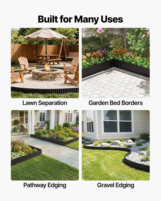 Alt view image 6 of 8 - VEVOR Galvanized Steel Landscape Edging, 40 ft x 12 in Metal Edging for Landscaping with Gloves, Easy-to-Install Bendable Metal Strips, Heavy Duty Metal Garden Edge Border for Flower Bed, Yard Pathway