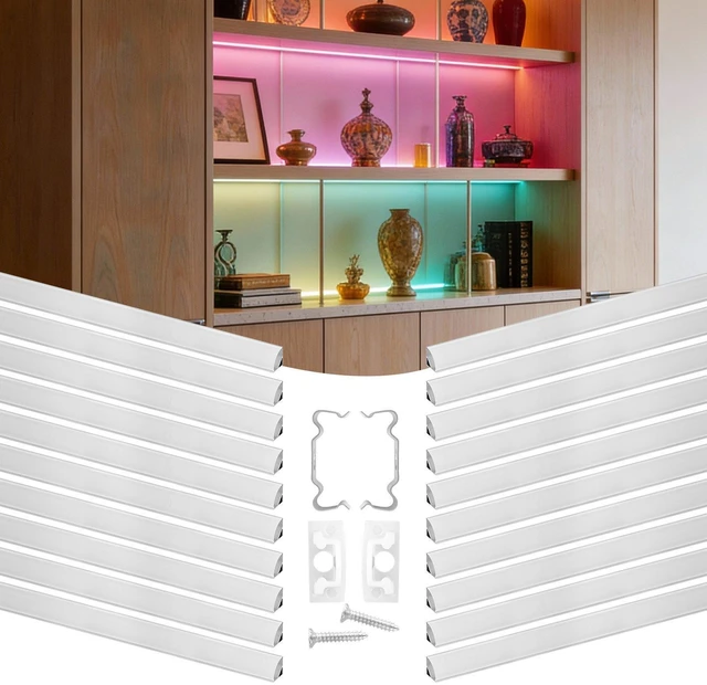 Main image of VEVOR 20-Pack 3.3 ft/1M V Shape LED Aluminum Channel, with Milky Cover, End Caps and Mounting Clips, Aluminum Profile for LED Strip Light Installations, Easy Installation, for Under Cabinet Counter