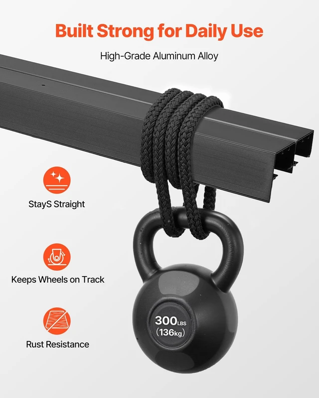 Alt view image 4 of 8 - VEVOR Bypass Sliding Door Hardware Kit, 6 ft Aluminum Alloy Dual-Track Bypass Door Hardware, Smooth and Quiet Sliding, Easy to Install, for 1" to 1 3/4" Thickness 36" Width 2 Door System, for Closet