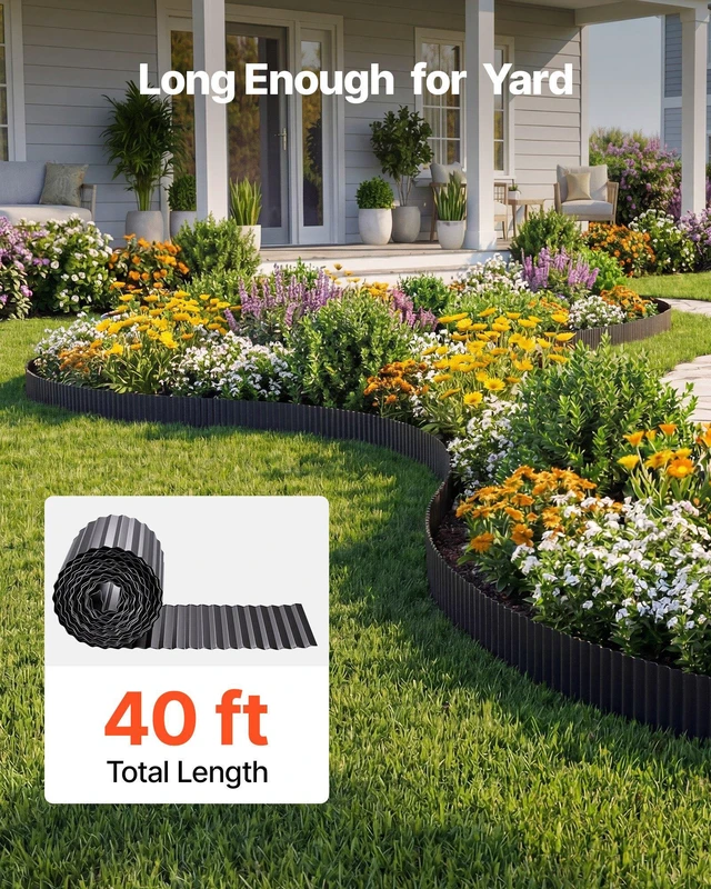 Alt view image 3 of 8 - VEVOR Galvanized Steel Landscape Edging, 40 ft x 12 in Metal Edging for Landscaping with Gloves, Easy-to-Install Bendable Metal Strips, Heavy Duty Metal Garden Edge Border for Flower Bed, Yard Pathway
